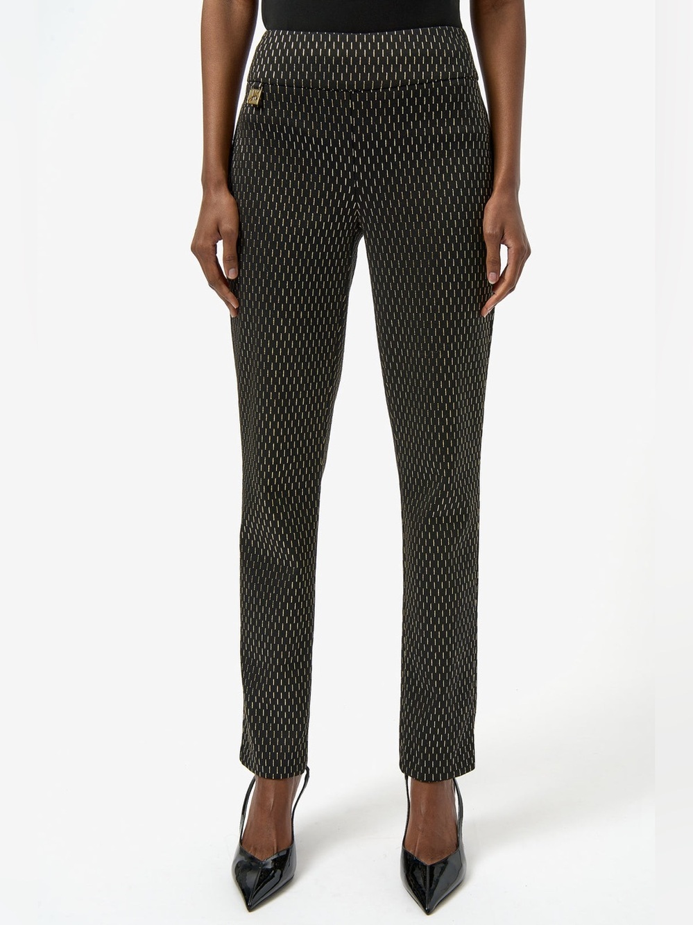 Joseph Ribkoff Foiled Heavy Knit Slim Fit Pants Style 254143 | Size 10